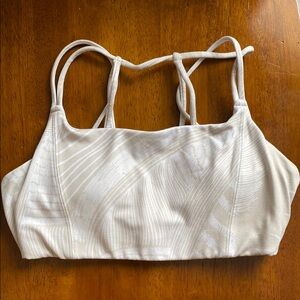 Athleta Cream Racerback Sports Bra Soft Stretchy Fabric